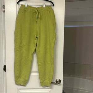 Neon green women’s, Lululemon joggers, size 14